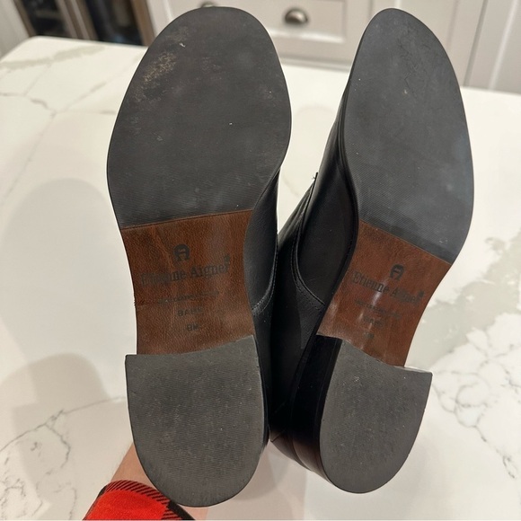 Etienne Aigner Black Leather Booties Silver Buckle Brazil Career Casual Size 8 - Picture 8 of 11